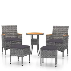 Set mobilier de grădină, 5 piese, gri, poliratan
