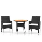 Set mobilier de grădină, 3 piese, poliratan