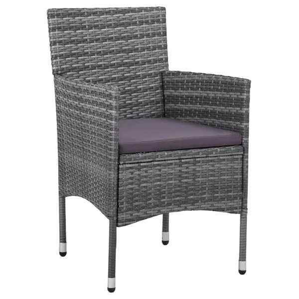 Set mobilier de grădină, 5 piese, gri, poliratan
