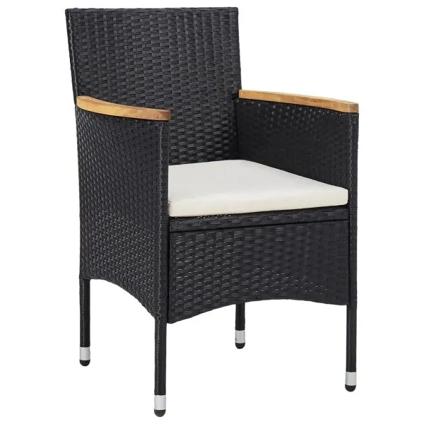 Set mobilier de grădină, 5 piese, negru, poliratan