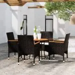 Set mobilier de grădină, 5 piese, negru, poliratan