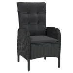 Set mobilier de grădină, 5 piese, negru, poliratan