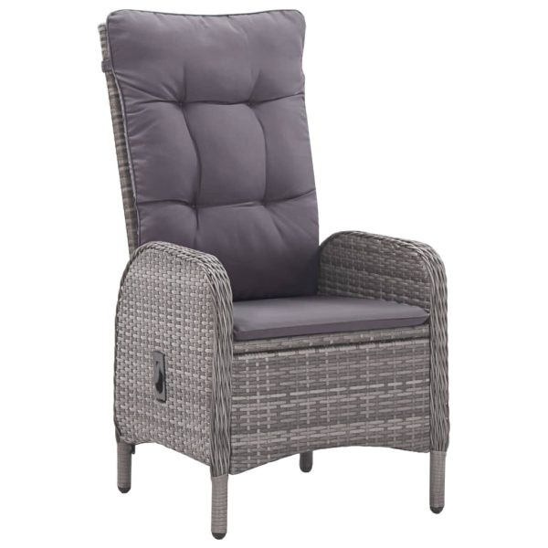 Set mobilier grădină, 5 piese, gri, poliratan și sticlă