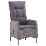 Set mobilier grădină, 9 piese, gri, poliratan și sticlă