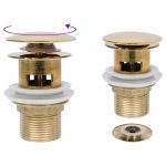 Ventil scurgere push, funcție de preaplin, auriu 6,4×6,4×9,1 cm