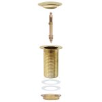 Ventil scurgere push, fără preaplin, auriu 6,4×6,4×9,1 cm