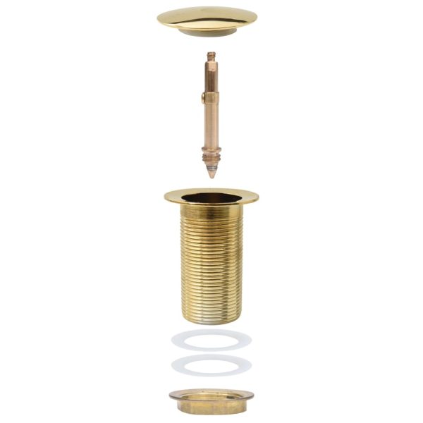 Ventil scurgere push, fără preaplin, auriu 6,4×6,4×9,1 cm