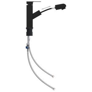 Robinet chiuvetă de baie retractabil, negru, 157×172 mm