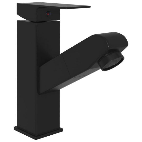 Robinet chiuvetă de baie retractabil, negru, 157×172 mm