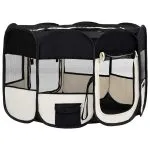 Țarc de câini pliabil cu sac de transport, negru, 125x125x61 cm