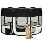 Țarc de câini pliabil cu sac de transport, negru, 125x125x61 cm