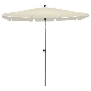 Umbrelă de grădină cu stâlp, nisipiu, 210×140 cm