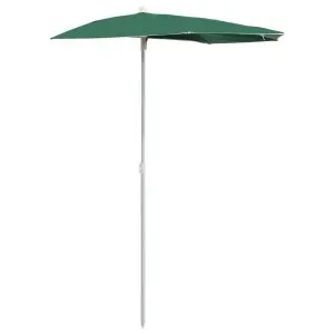 Umbrelă de grădină cu stâlp, verde, 180×90 cm, semirotundă