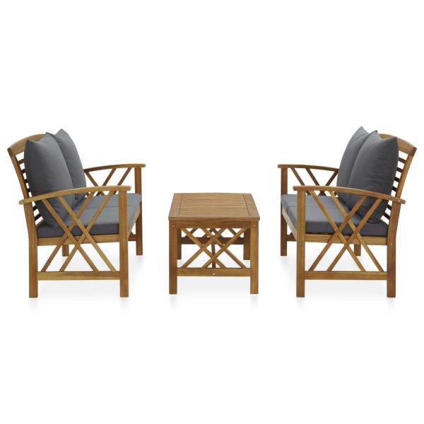 Set mobilier grădină cu perne, 3 piese, lemn masiv de acacia