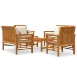 Set mobilier de grădină cu perne, 5 piese, lemn masiv de acacia