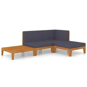 Set mobilier de grădină cu perne, 4 piese, lemn masiv de acacia