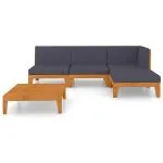 Set mobilier de grădină cu perne, 5 piese, lemn masiv acacia
