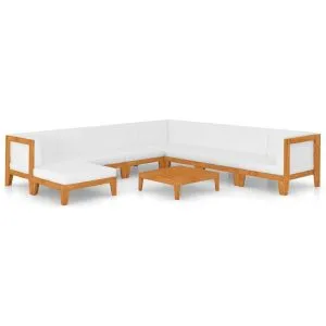 Set mobilier grădină cu perne, 9 piese, lemn masiv de acacia