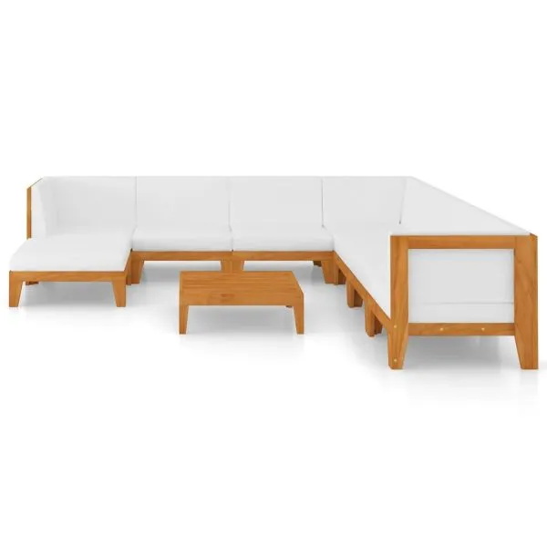 Set mobilier grădină cu perne, 9 piese, lemn masiv de acacia