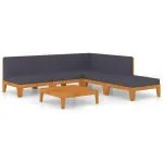 Set mobilier grădină cu perne, 6 piese, lemn masiv acacia