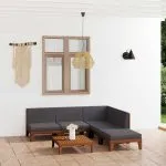 Set mobilier grădină cu perne, 6 piese, lemn masiv acacia