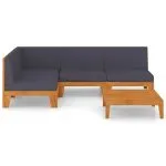 Set mobilier de grădină cu perne, 5 piese, lemn masiv acacia