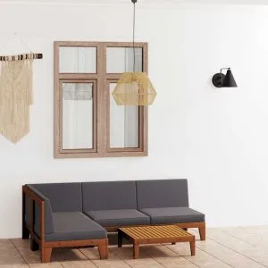 Set mobilier de grădină cu perne, 5 piese, lemn masiv acacia