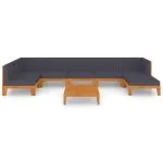 Set mobilier grădină cu perne, 8 piese, lemn masiv acacia