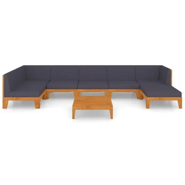 Set mobilier grădină cu perne, 8 piese, lemn masiv acacia