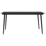 Set mobilier de grădină, 7 piese, negru, sfoară bumbac și oțel