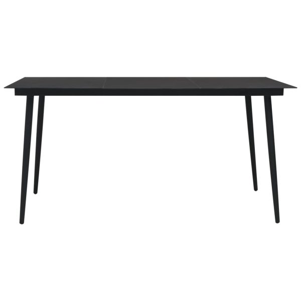 Set mobilier de grădină, 7 piese, negru, sfoară bumbac și oțel