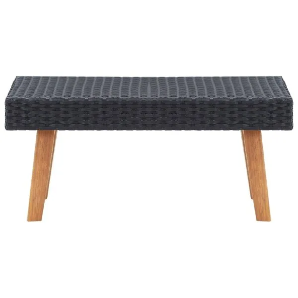 Set mobilier de grădină cu perne, 2 piese, negru, poliratan