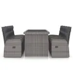 Set mobilier de grădină cu perne, 9 piese, gri, poliratan