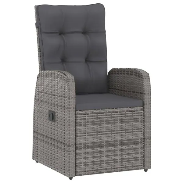 Set mobilier de grădină cu perne, 9 piese, gri, poliratan