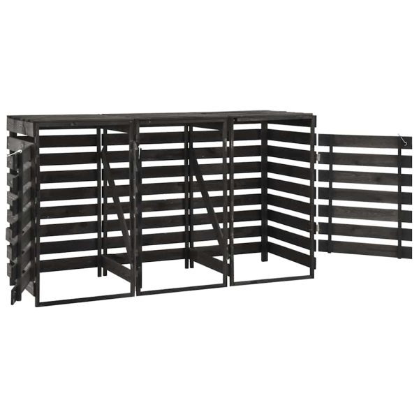 Magazie de pubele triplă, 210x75x121 cm, lemn masiv pin vopsit