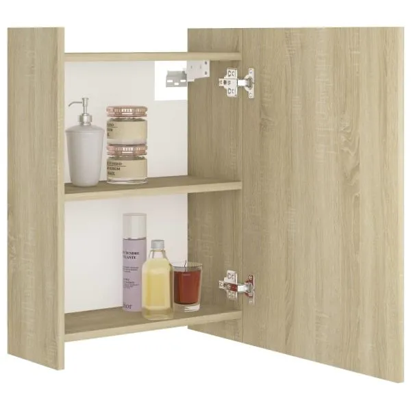 Dulap baie cu oglindă, stejar Sonoma, 62,5×20,5×64 cm