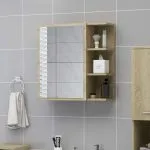 Dulap baie cu oglindă, stejar Sonoma, 62,5×20,5×64 cm