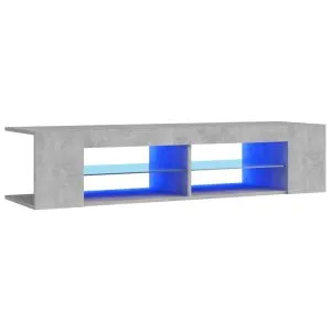 Comodă TV cu lumini LED, gri beton, 135x39x30 cm