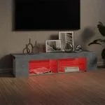 Comodă TV cu lumini LED, gri beton, 135x39x30 cm
