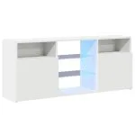 Comodă TV cu lumini LED, alb extralucios, 120x30x50 cm