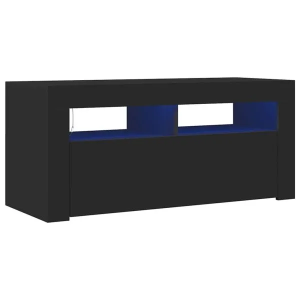 Comodă TV cu lumini LED, negru, 90x35x40 cm