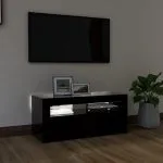 Comodă TV cu lumini LED, negru, 90x35x40 cm