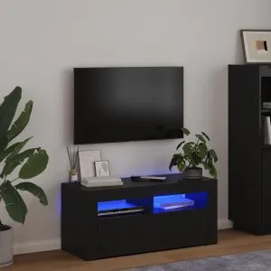 Comodă TV cu lumini LED, negru, 90x35x40 cm