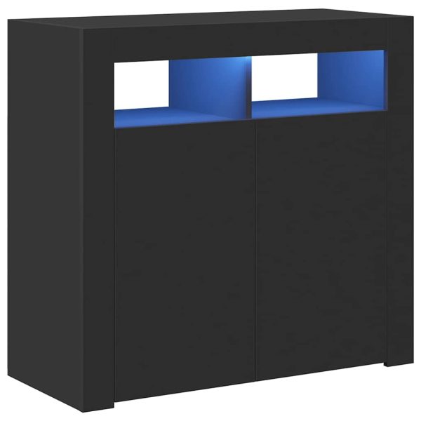 Servantă cu lumini LED, negru, 80x35x75 cm
