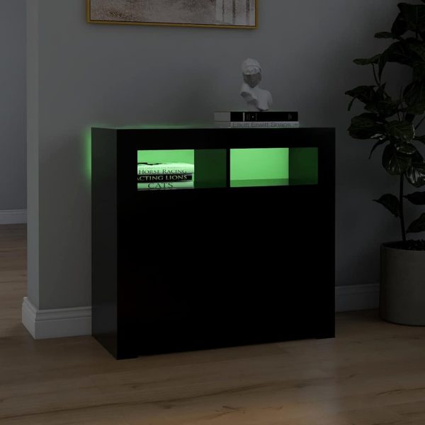 Servantă cu lumini LED, negru, 80x35x75 cm