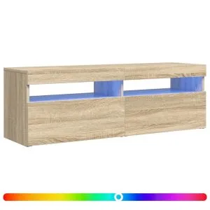 Comodă TV cu lumini LED, stejar Sonoma, 120x35x40 cm