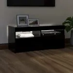 Comodă TV cu lumini LED, negru, 90x35x40 cm