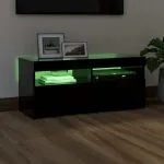 Comodă TV cu lumini LED, negru, 90x35x40 cm