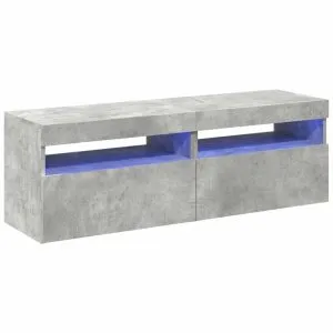 Comode TV cu lumini LED, 2 buc., gri beton, 60x35x40 cm