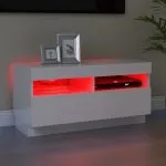 Comodă TV cu lumini LED, alb extralucios, 80x35x40 cm